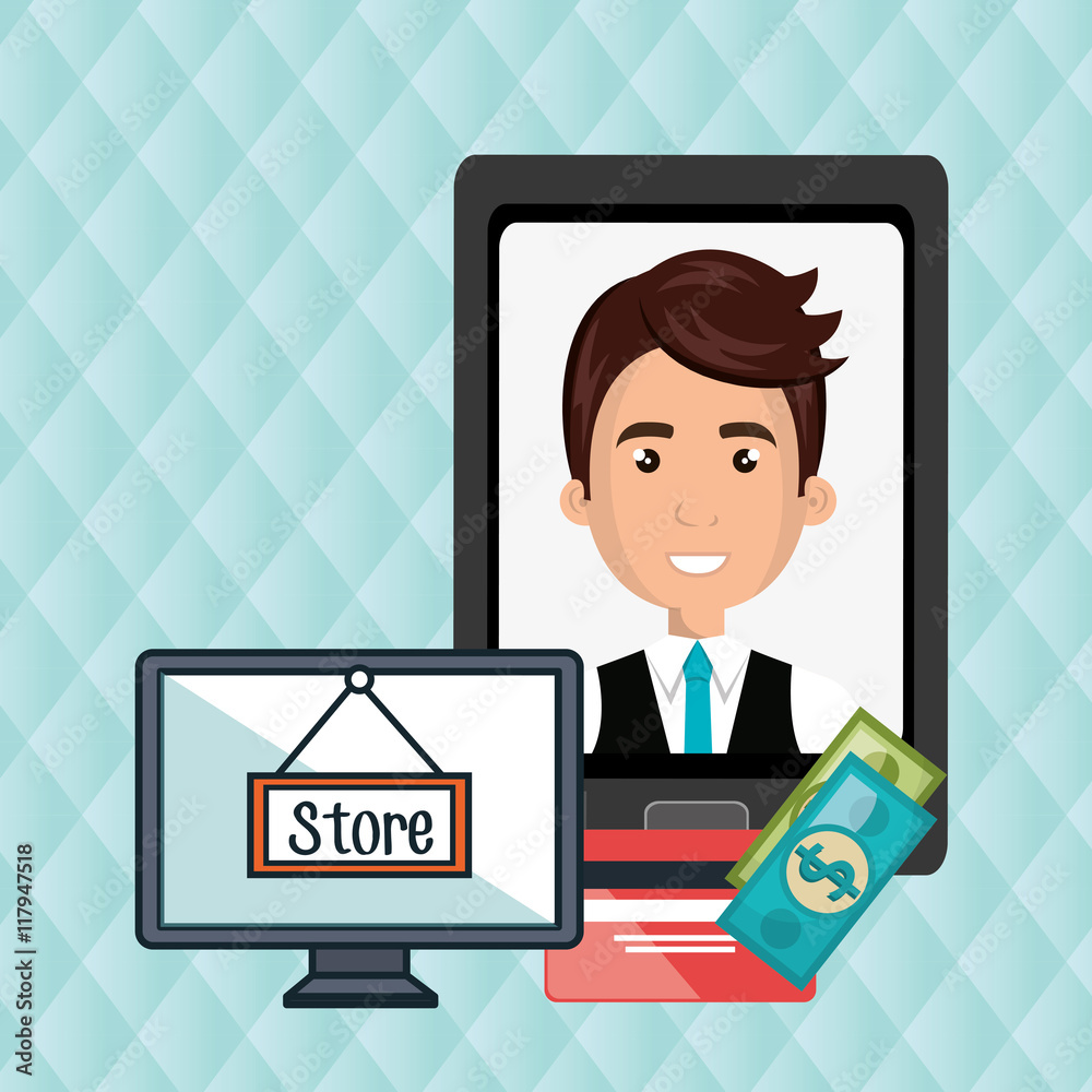 man cellphone credit card vector illustration graphic man cellphone credit card vector illustration graphic