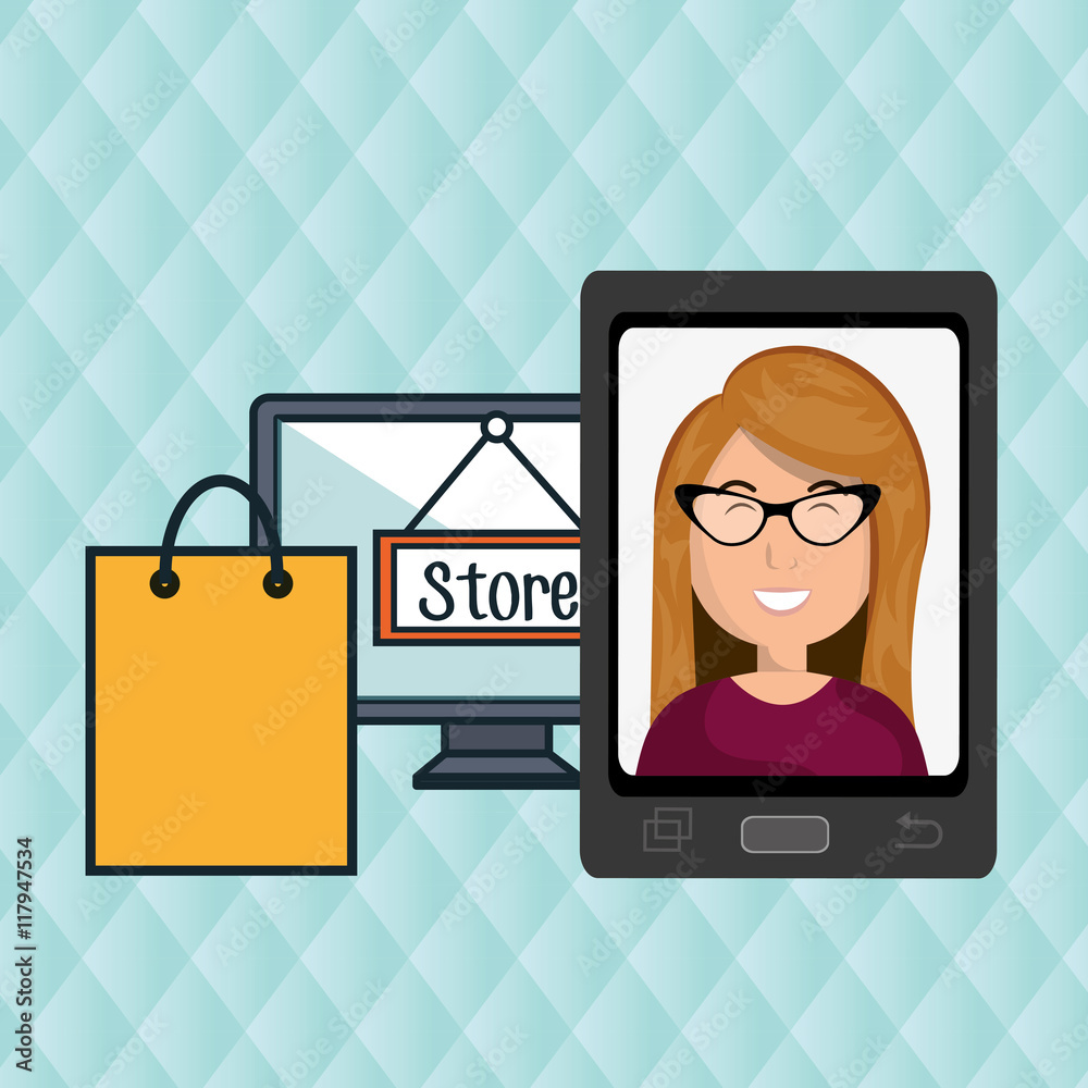 woman cellphone credit card vector illustration graphic woman cellphone credit card vector illustration graphic