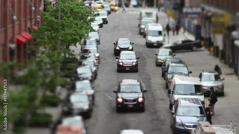 manhattan street scene with traffic and people manhattan street scene with traffic and people