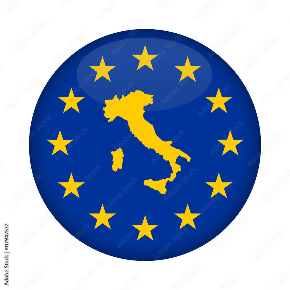 Italy map European Union flag button Italy map European Union flag button