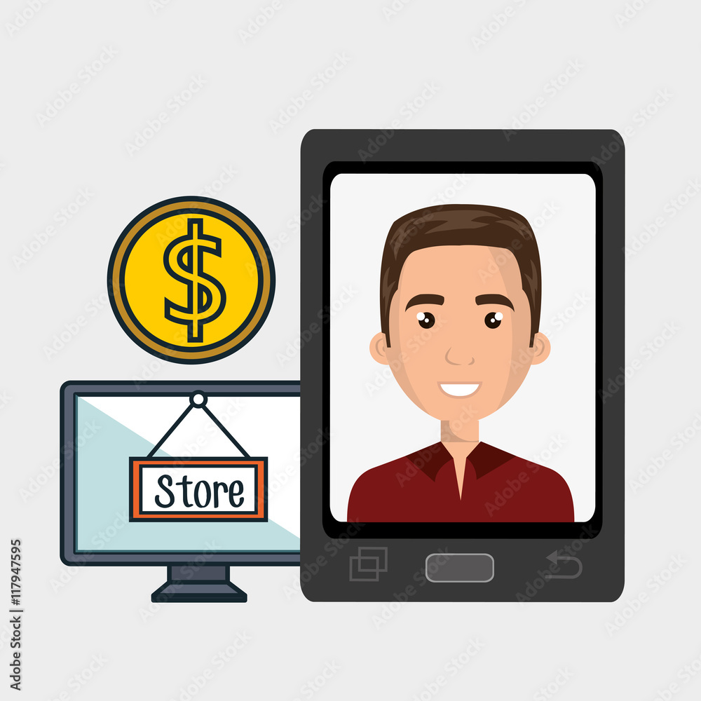 man cellphone credit card vector illustration graphic man cellphone credit card vector illustration graphic