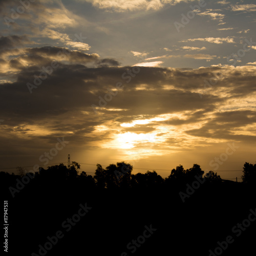 Sunset beautiful light with mountain background