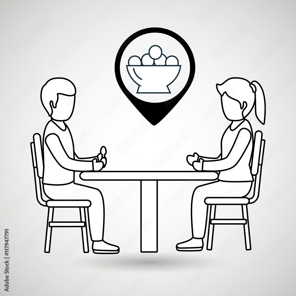 couple sitting dinner vector illustration eps 10