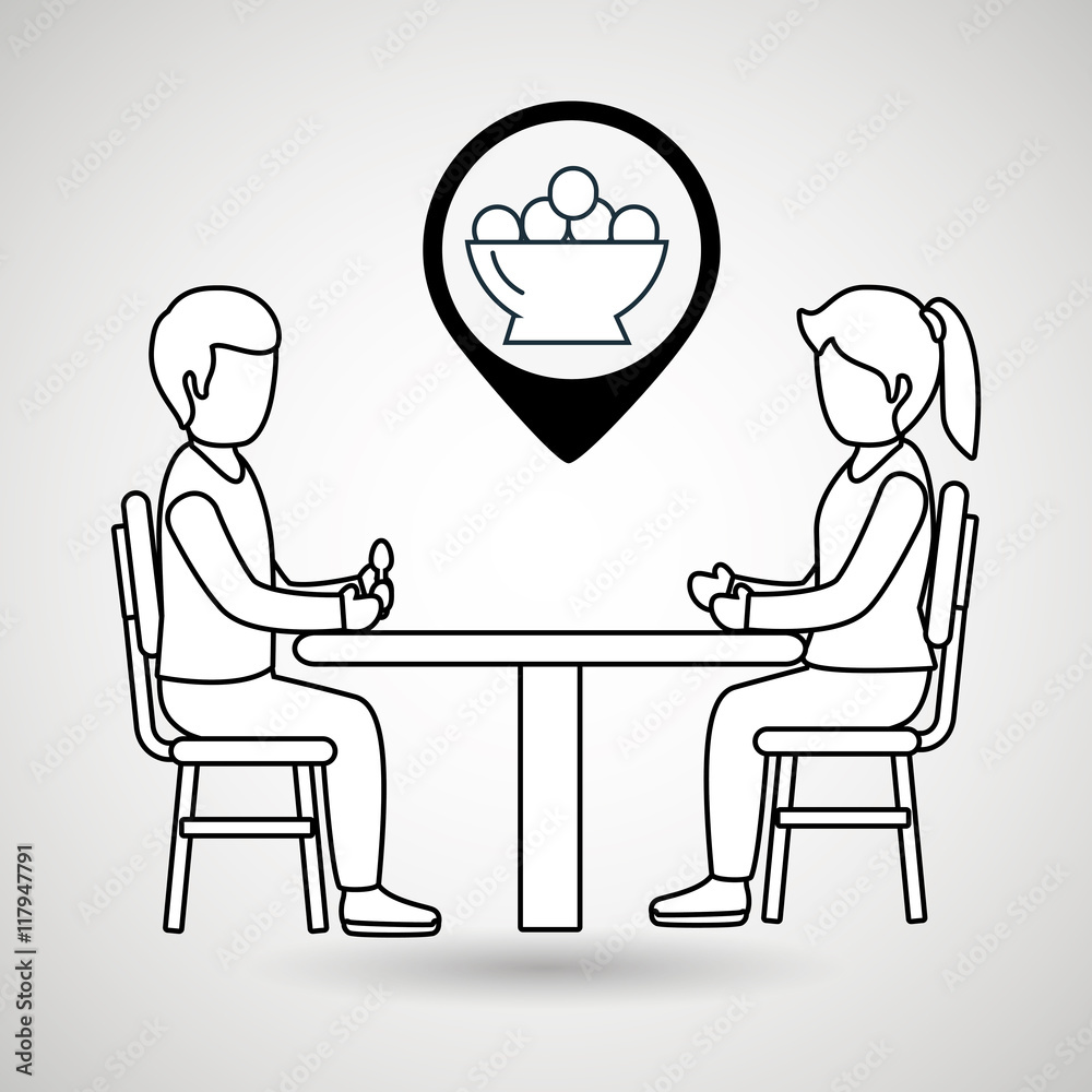 couple sitting dinner vector illustration eps 10 couple sitting dinner vector illustration eps 10