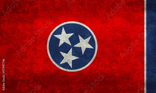 Tennessee State flag with vintage distressed textures