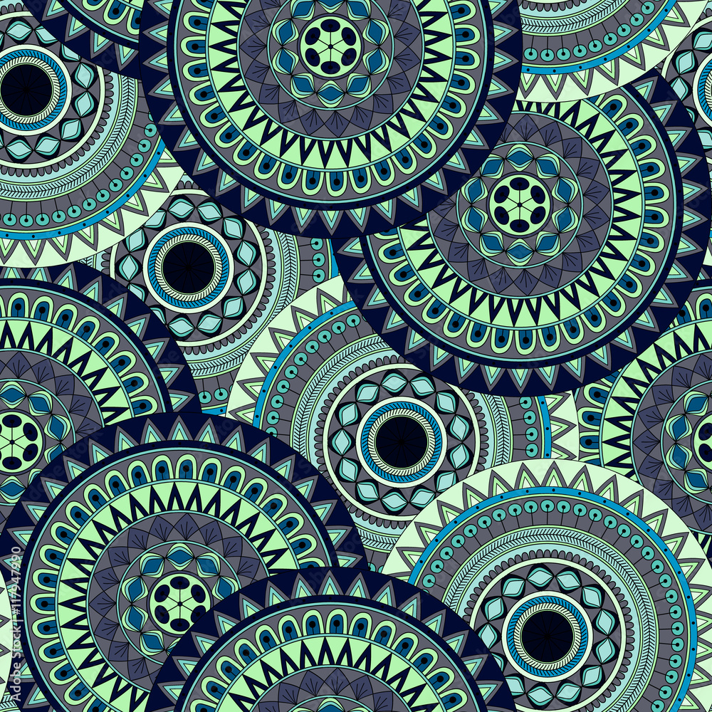 Hand drawn mandala ethnic seamless pattern. Hand drawn mandala ethnic seamless pattern.