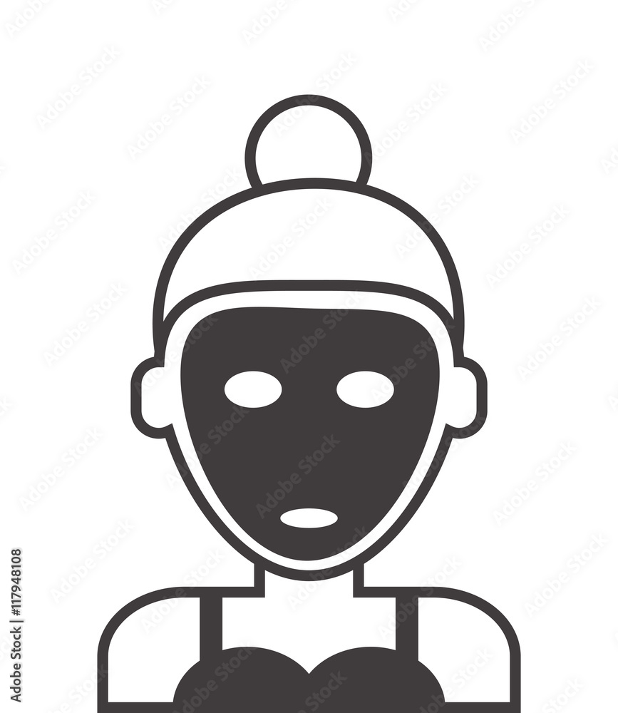 flat design woman with cosmetic mask icon vector illustration