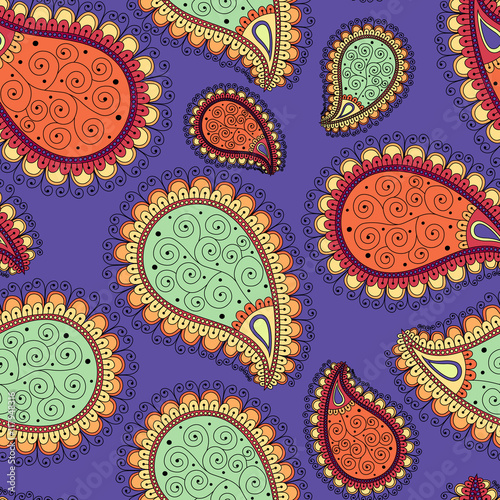 Seamless pattern based on traditional Asian elements Paisley.