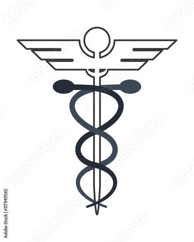 flat design rod of asclepius icon vector illustration