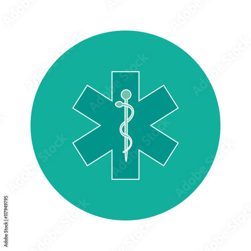 flat design rod of asclepius icon vector illustration