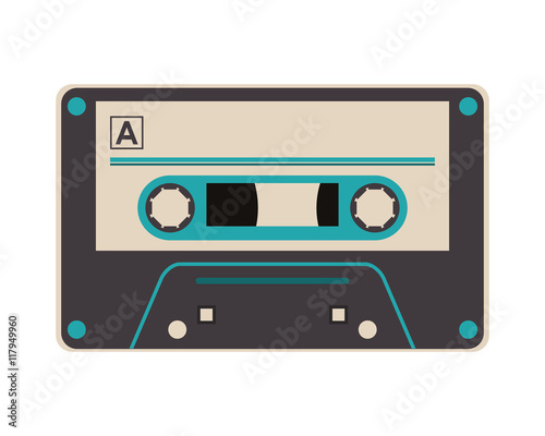 flat design single cassette icon vector illustration