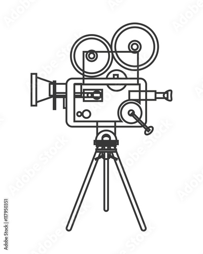flat design retro film projector icon vector illustration