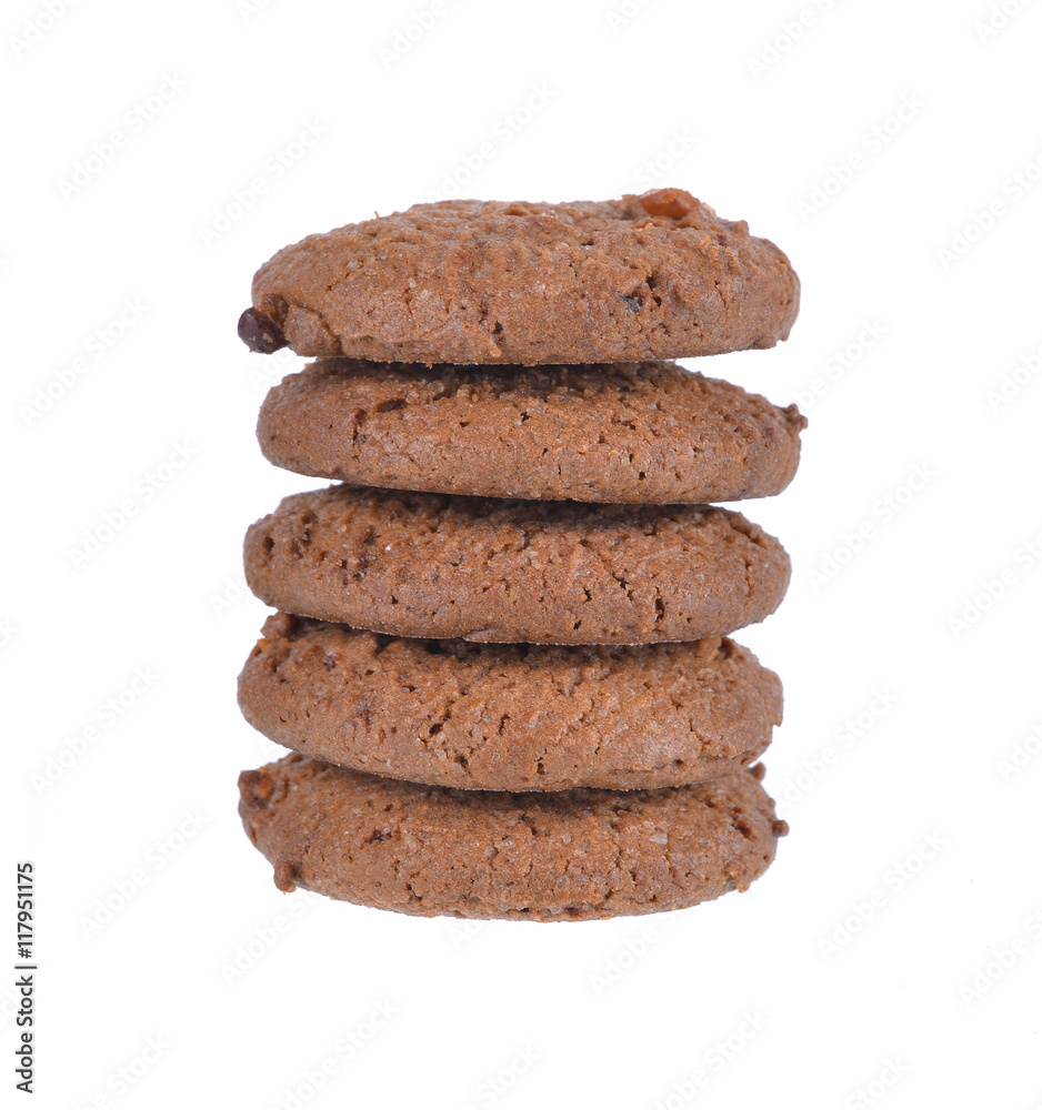 Chocolate chips cookies isolated on white Chocolate chips cookies isolated on white