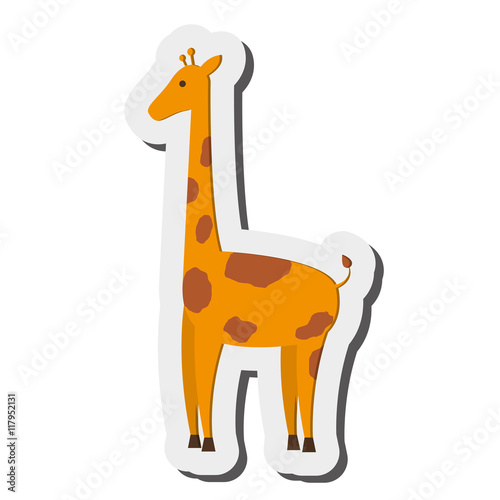 flat design giraffe cartoon icon vector illustration
