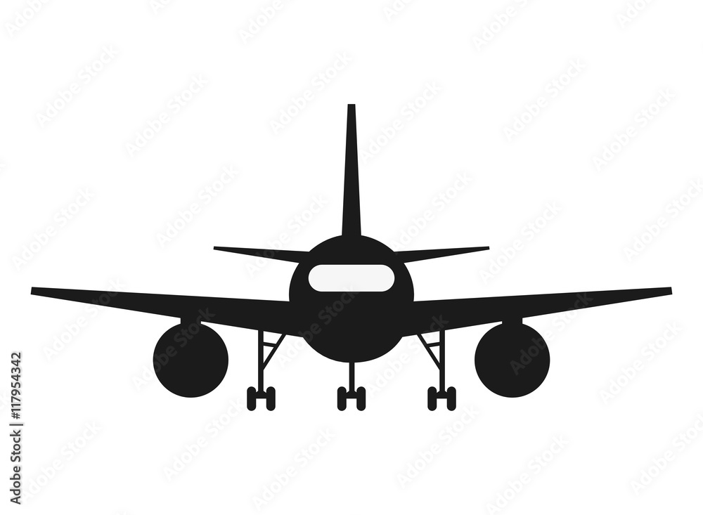 flat design single airplane frontiview Icon vector illustration flat design single airplane frontiview Icon vector illustration