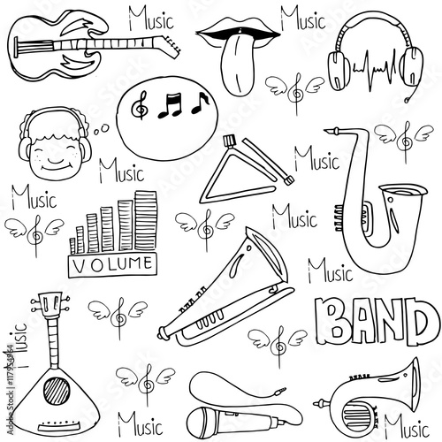 Doodle of music element stock collection