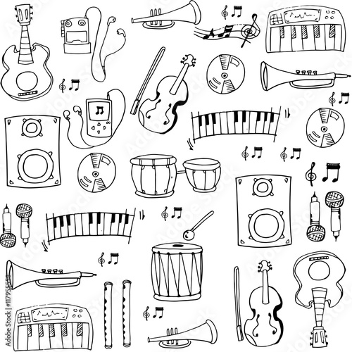 Doodle hand draw music set