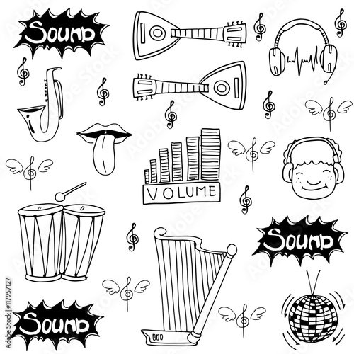 Doodle music set stock collection