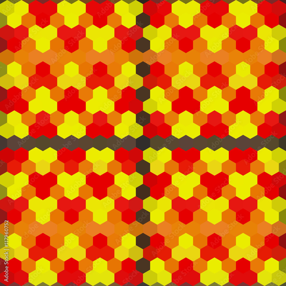 Kaleidoscopic low poly hexagon style vector mosaic background
