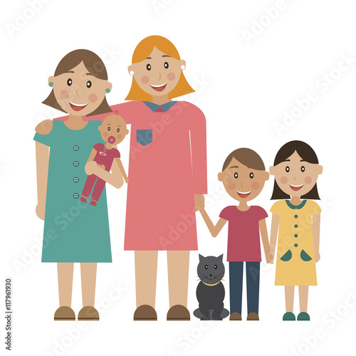 A family of 2 lesbians adopt children

