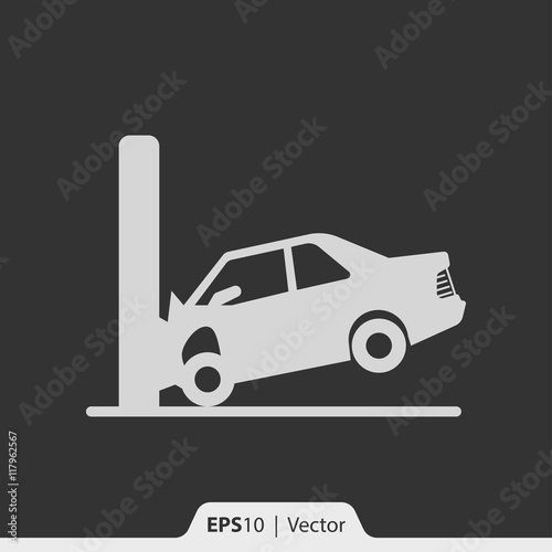 Car crash with wall vector icon for web and mobile