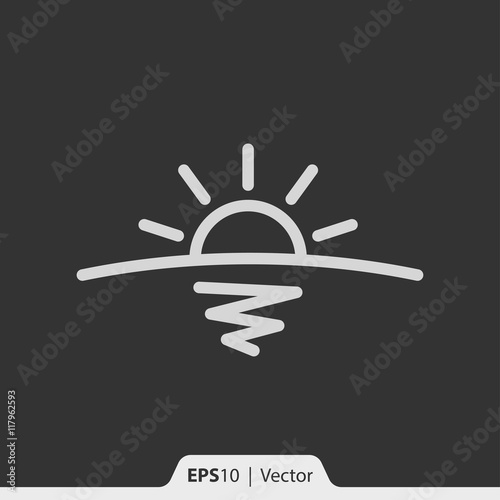 Sunrise with horizon and sea vector icon for web and mobile