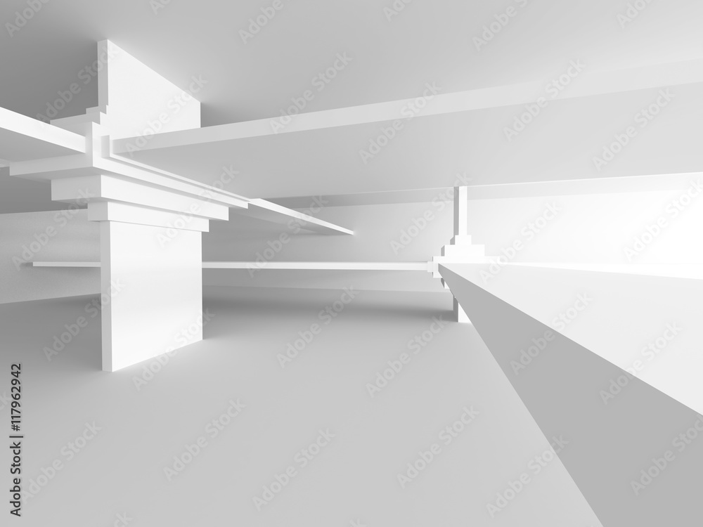 Fototapeta premium Futuristic Architewcture Design. Modern White Background