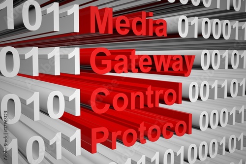 Media Gateway Control Protocol in the form of binary code, 3D illustration photo