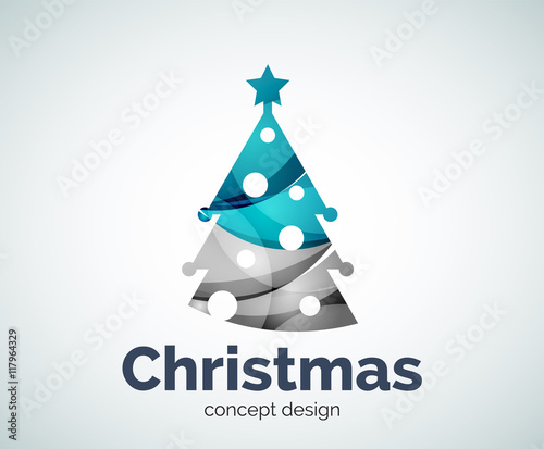 Schilderij op canvas Vector Christmas or New Year tree logo template
