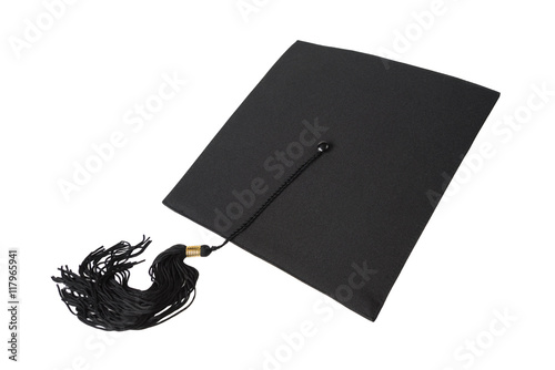 Graduation hat on white background photo