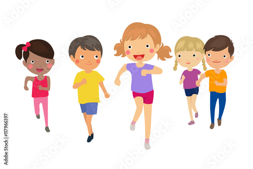 Group of kids running