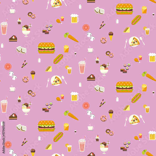 Yummy snacks seamless pattern