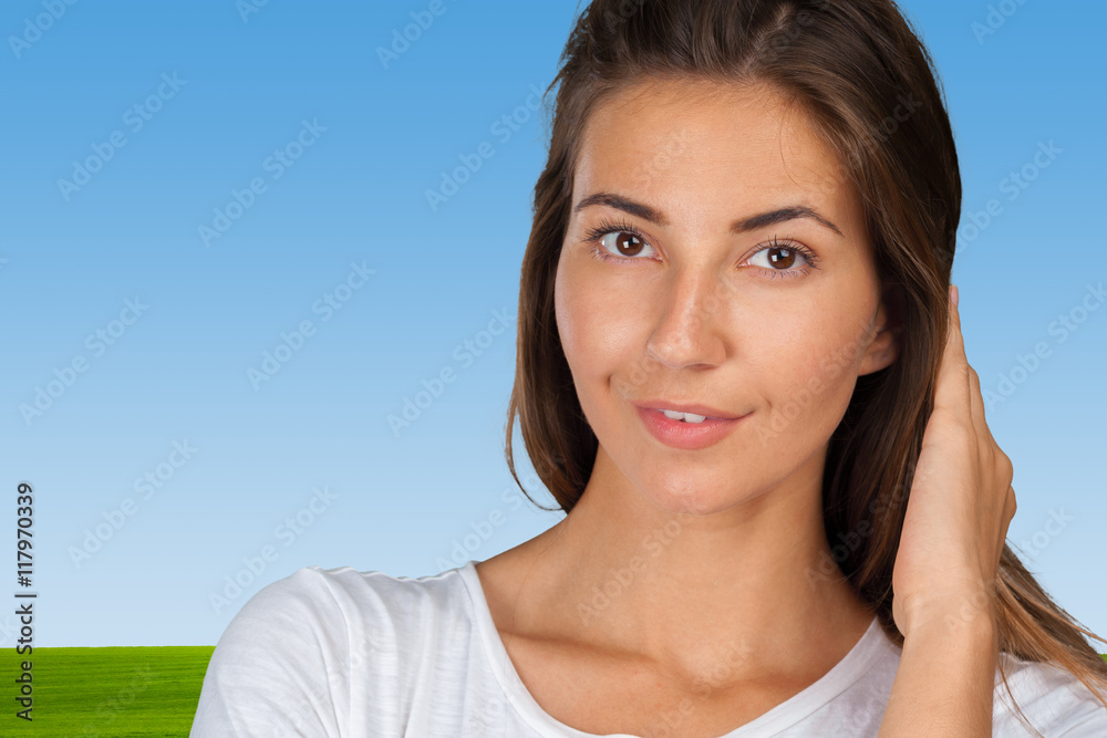 Closeup portrait of young woman casual portrait Closeup portrait of young woman casual portrait