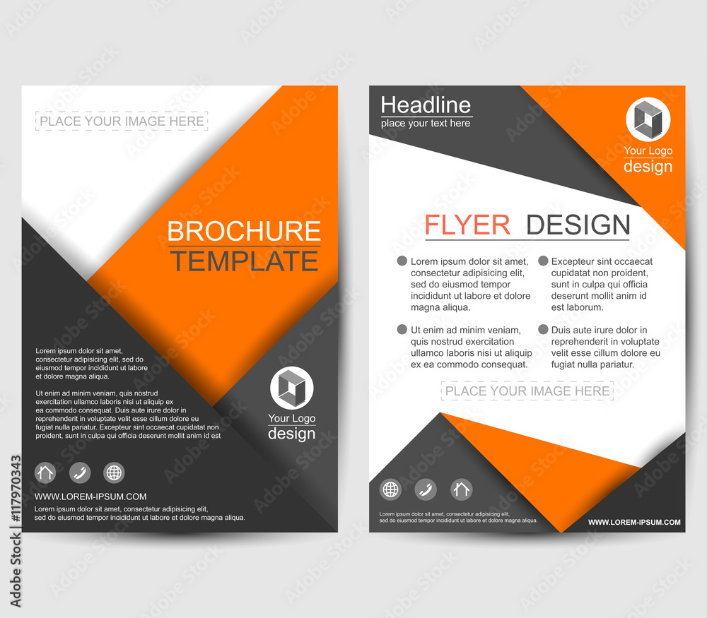 Geometric paper origami brochure flyer design template vector. Leaflet cover abstract background, Layout in A4 size. Flat design for business financial marketing banking concept illustration.