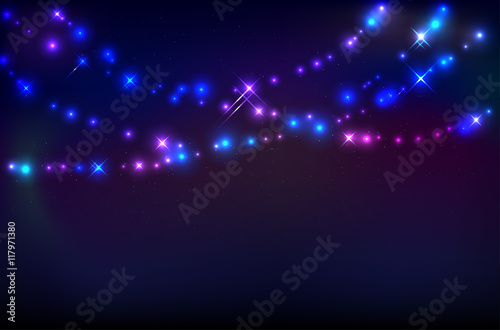Garlands of varicoloured abstract shiny lights