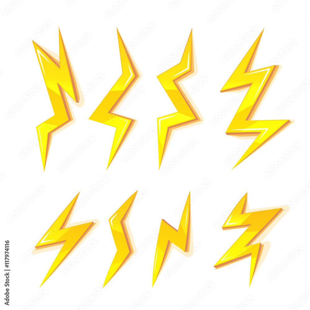 vector cartoon illustration set of Lightning Bolts. vector cartoon illustration set of Lightning Bolts.