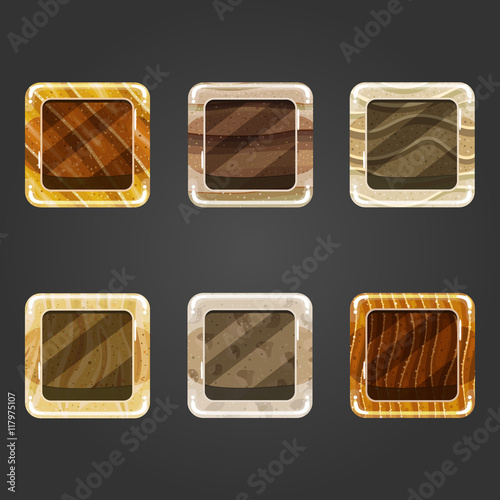 Set of shiny sand concave square button