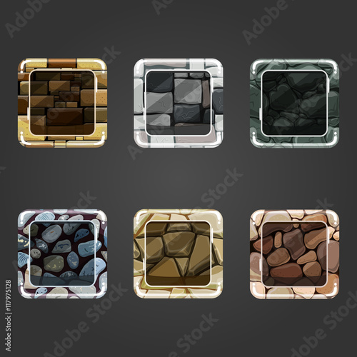 Set of shiny stone concave square button