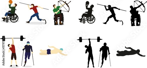 Disable Handicap Sport silhouettes and color images