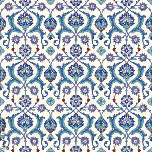 Floral pattern for your design. Traditional Arabic seamless ornament. Iznik. Vector. Background.