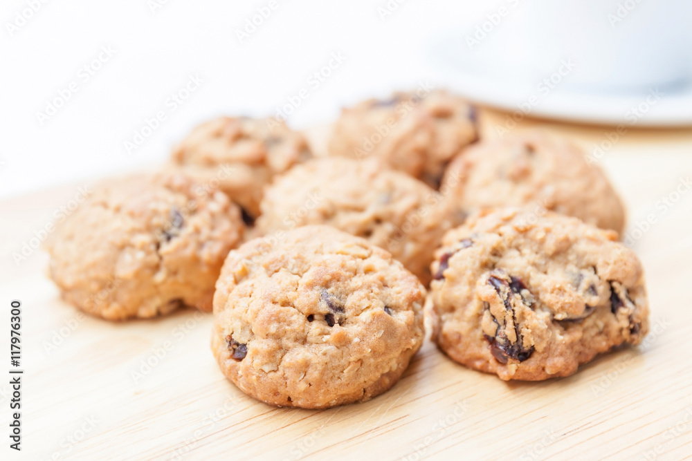 Close up texture of oatmeal cookies on wooden background. Close up texture of oatmeal cookies on wooden background.