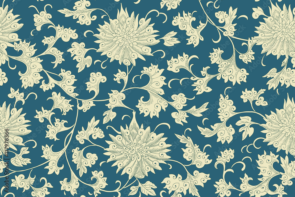 Traditional Chinese floral seamless pattern for your design. Modern fabric  design pattern. Desktop wallpaper. Background. Seamless pattern for  printing, interior decoration, textiles, wrapping paper. Stock Vector |  Adobe Stock
