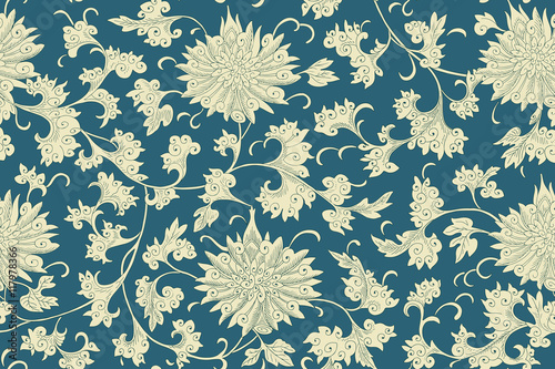 Traditional Chinese floral seamless  pattern for your design. Modern fabric design pattern. Desktop wallpaper. Background. Seamless pattern for printing, interior decoration, textiles, wrapping paper.