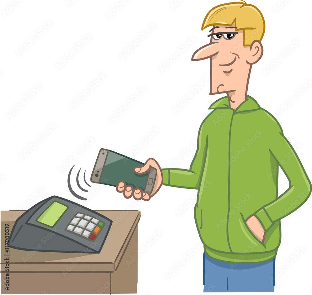 man paying with smart phone