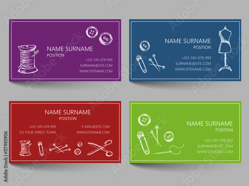 Business card with sewing doodles design
