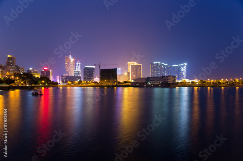 Macau skyline at night © leungchopan