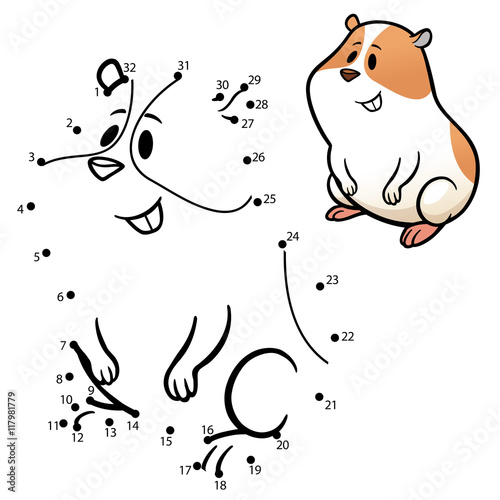 Vector Illustration of Education dot to dot game - Hamster