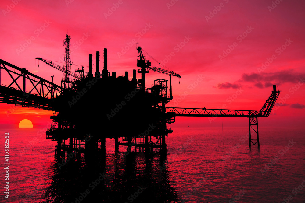Silhouette,Offshore oil and rig platform