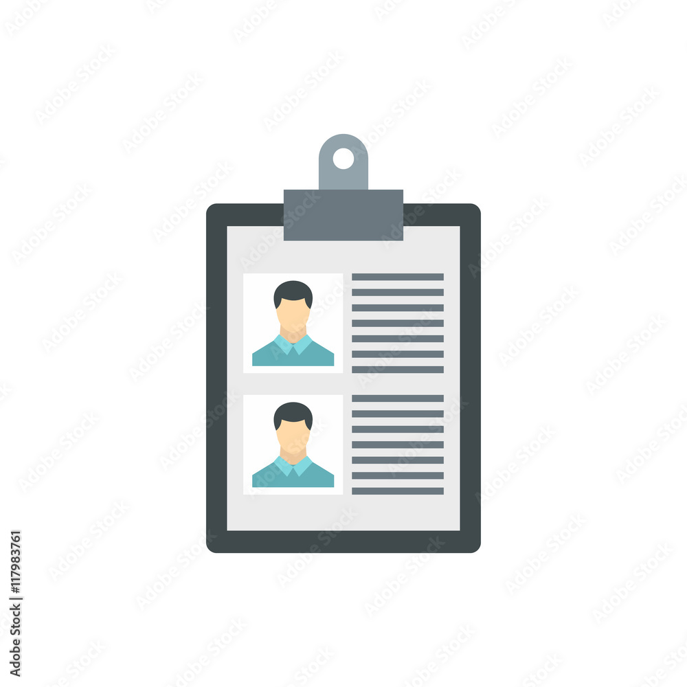 Resume of two candidates icon in flat style on a white background Resume of two candidates icon in flat style on a white background