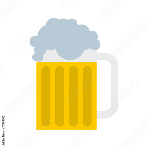 Mug of beer icon in flat style on a white background